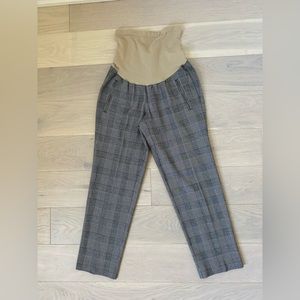 A Pea in the Pod Tan and Gray Plaid Maternity Pants